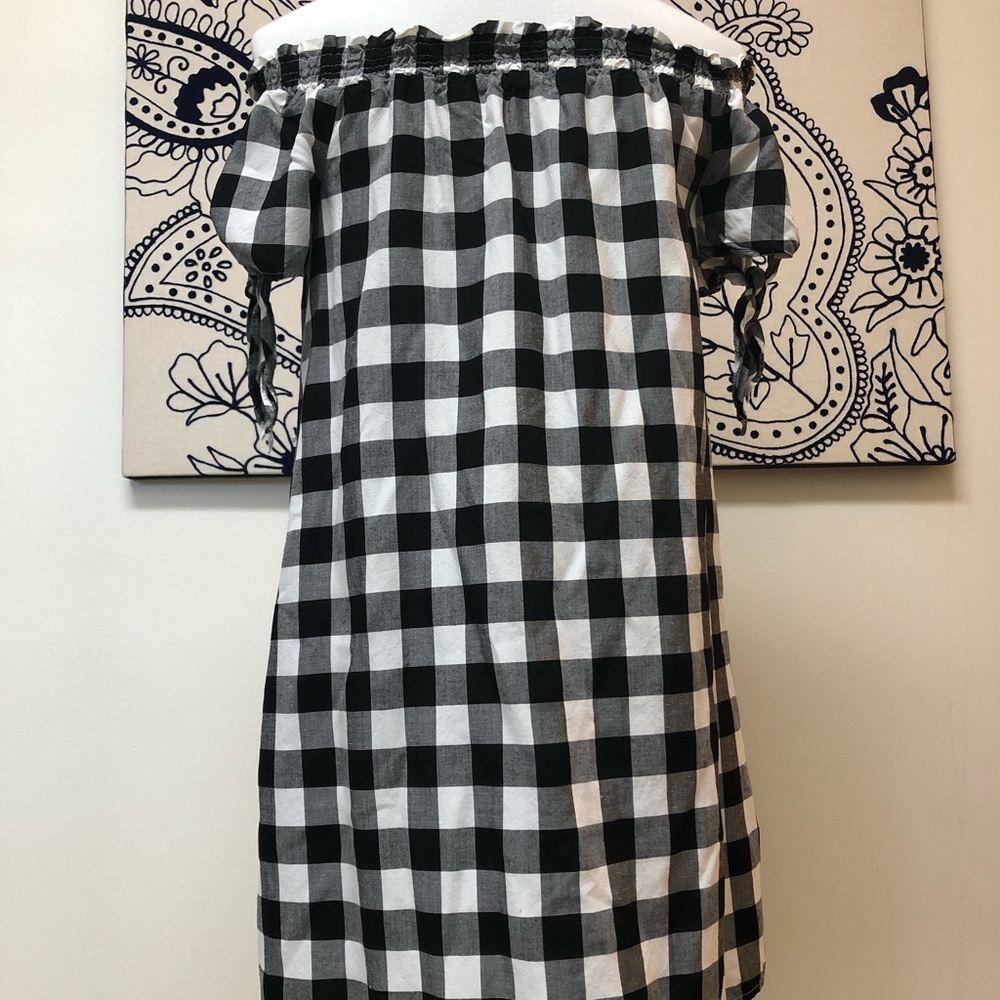 Ann Taylor LOFT Black & White Off Shoulder Dress - Picture 4 of 6